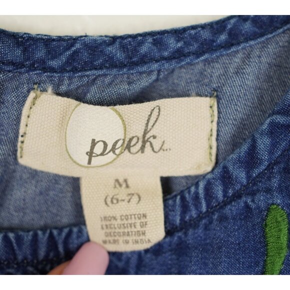 Peek‎ Kids Embroidered Denim Dress M 6–7 Floral Boho India - Picture 3 of 8